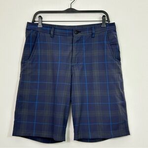 Lululemon Mens Shorts Size 32 Blue Plaid Kahuna Stretch Golf Casual‎ 10"